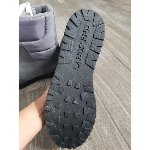 Nwot Lands End Women’s Commuter Winter Boots Suede Pull On Gray  Snow Size 10B - Picture 4 of 7